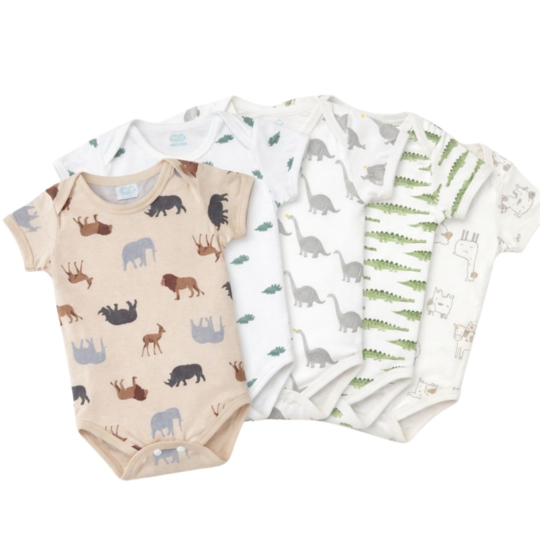 Baby Cotton Onesies Pack of 5 Soft Cotton Rompers for Newborns