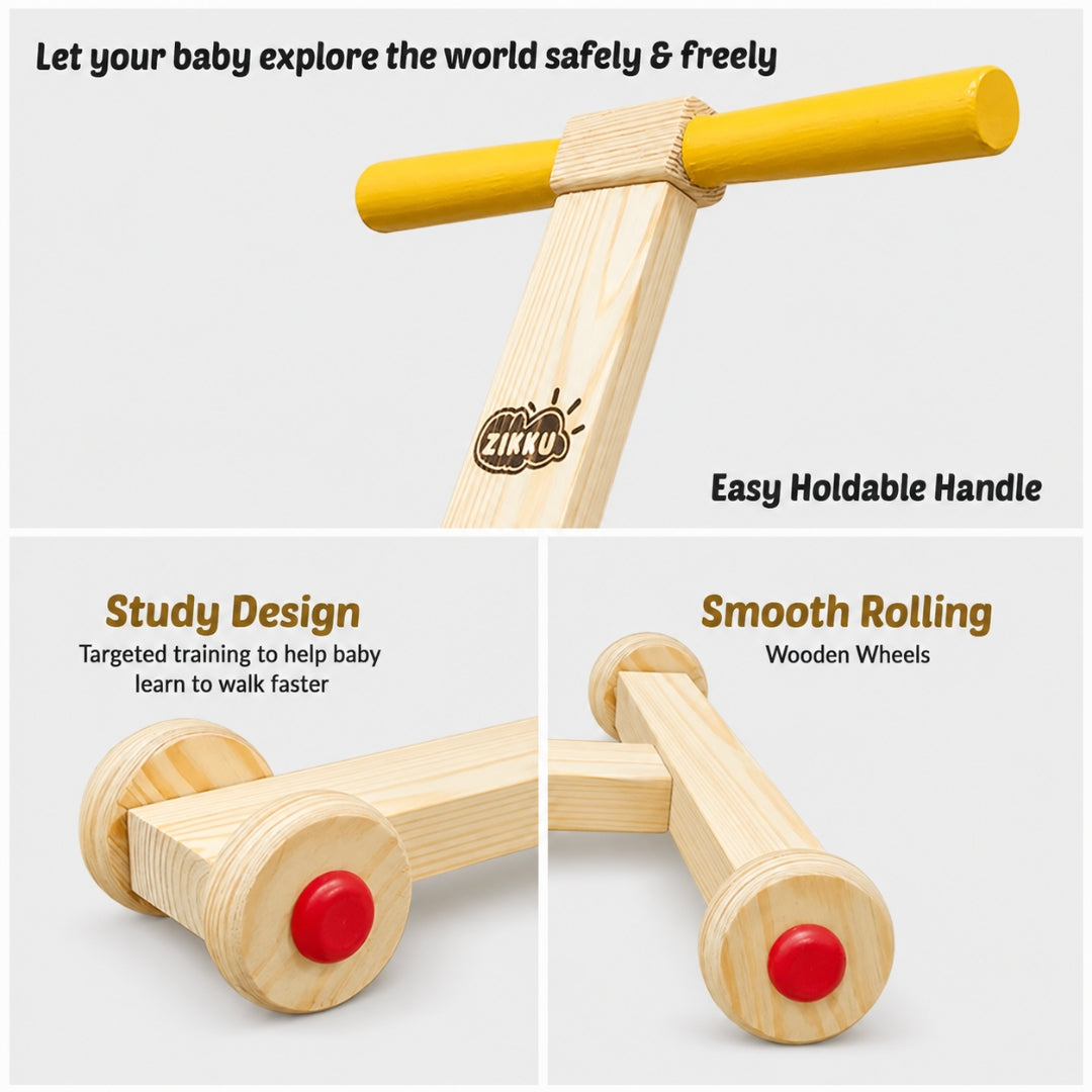Traditional Handmade Wooden Baby Push Walker (6-24M)