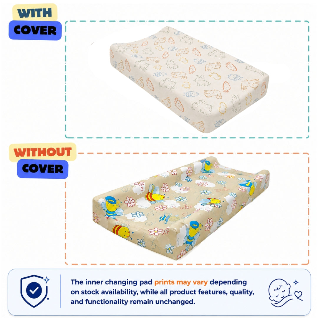 Baby Diaper Changing and Massage Pad with Safety Belt (Carrot Print)