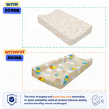 Baby Diaper Changing and Massage Pad with Safety Belt (Carrot Print)