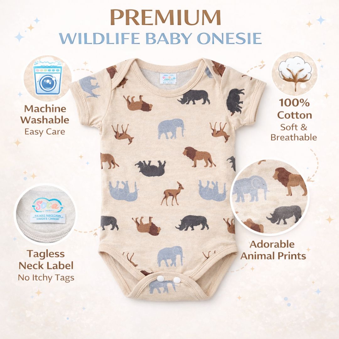 Baby Cotton Onesies Pack of 5 Soft Cotton Rompers for Newborns
