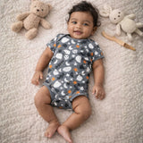 Baby Cotton Onesies Pack of 2 Dark Grey & Light Grey Combo