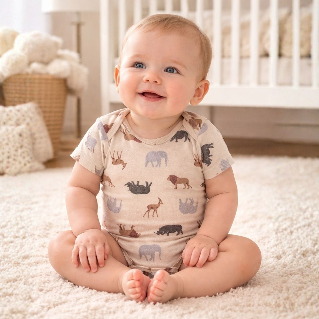Baby Cotton Onesies Pack of 5 Soft Cotton Rompers for Newborns