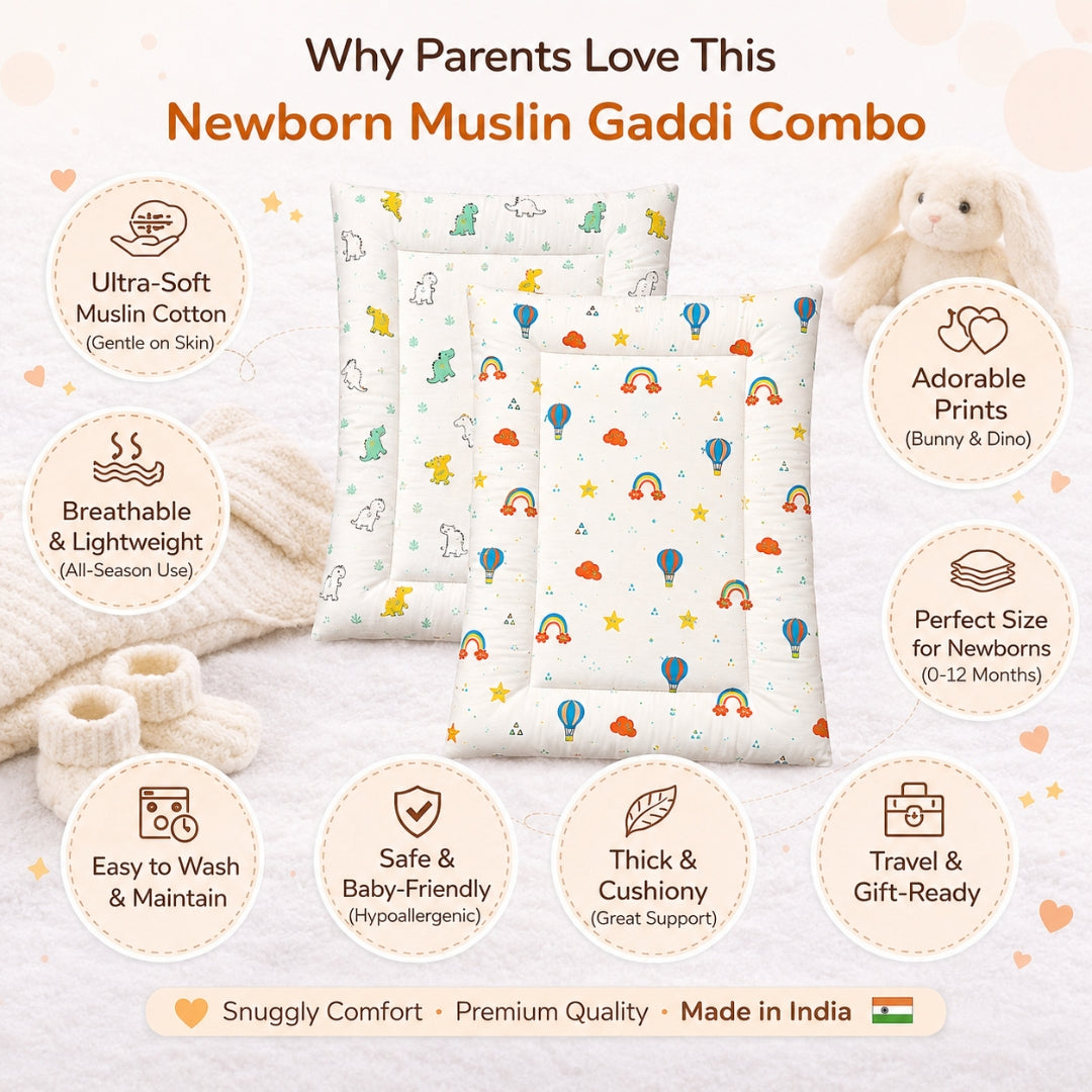 Zikku Muslin Baby Gaddi Combo Pack of 2