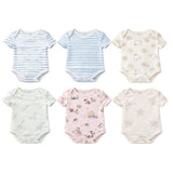 Baby Cotton Onesies Pack of 6 Soft Cotton Rompers for Newborns