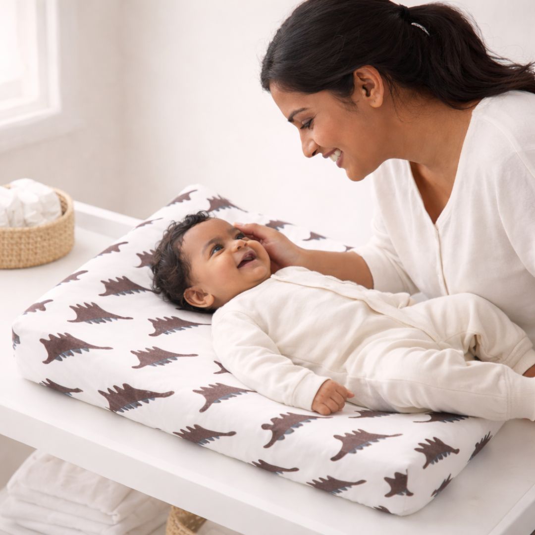 Baby Diaper Changing and Massage Pad with Safety Belt ( Dinasaur)