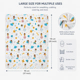 Baby Muslin Swaddle Wraps – 100% Cotton, Ultra-Soft, Breathable, Multipurpose Baby Blankets – 115x95 cm