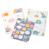Waterproof Baby Changing Mat Set of 3 - Diaper Changing Sheets 60x45 cm (City Print)
