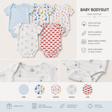 Baby Cotton Onesies Pack of 5 Soft Cotton Rompers for Newborns