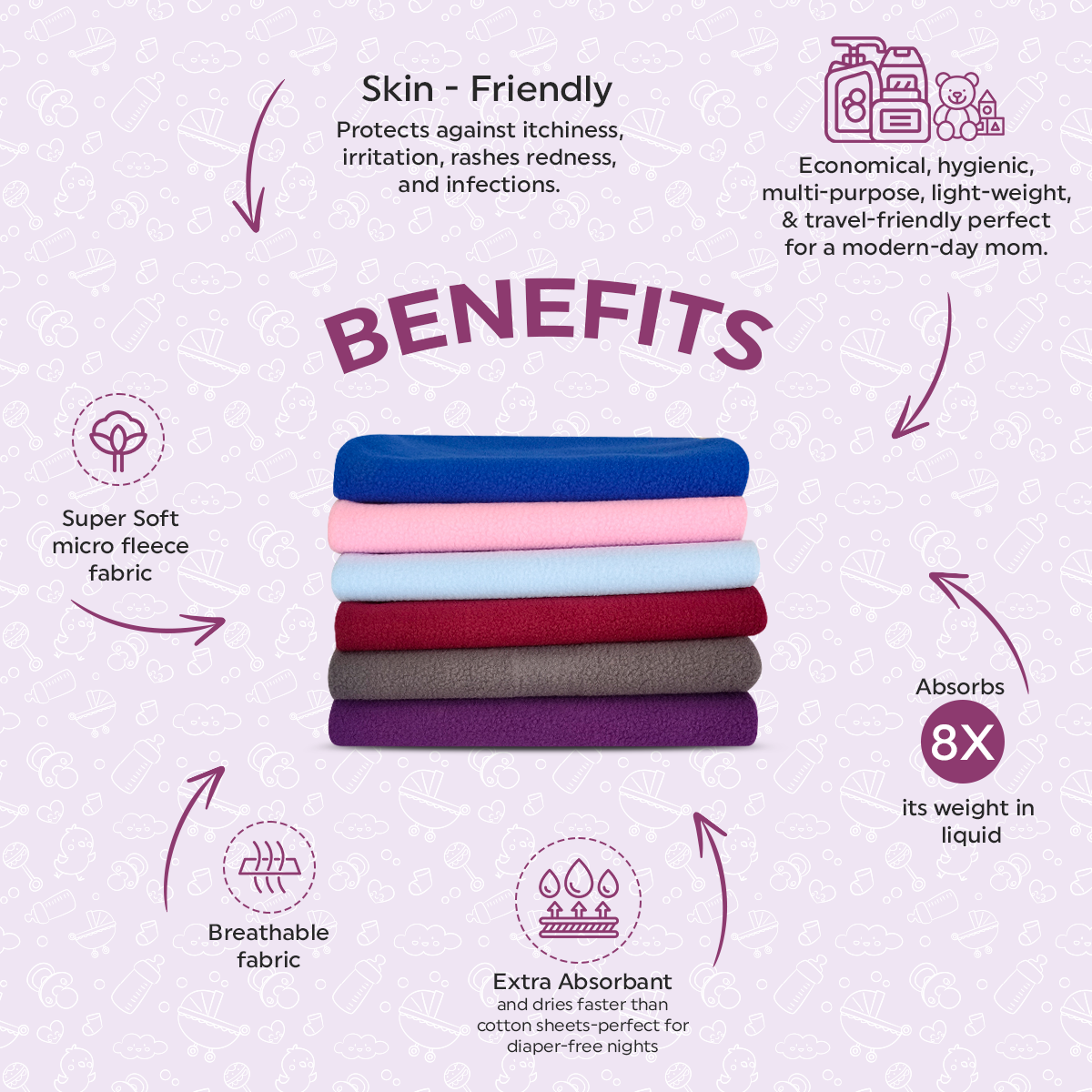 Plain Dry Sheet for Baby 6 Pack