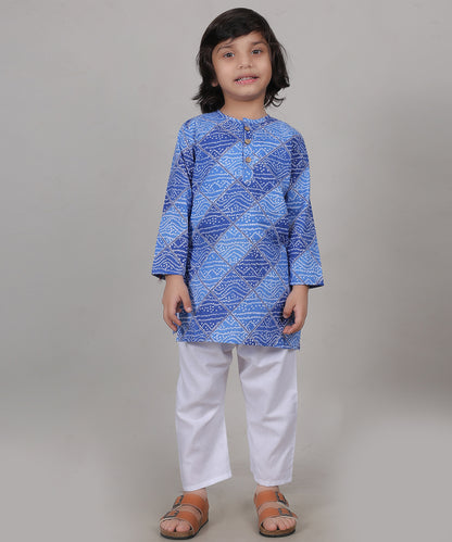 Royal Bandhni Blue Kurta Set (Unisex)