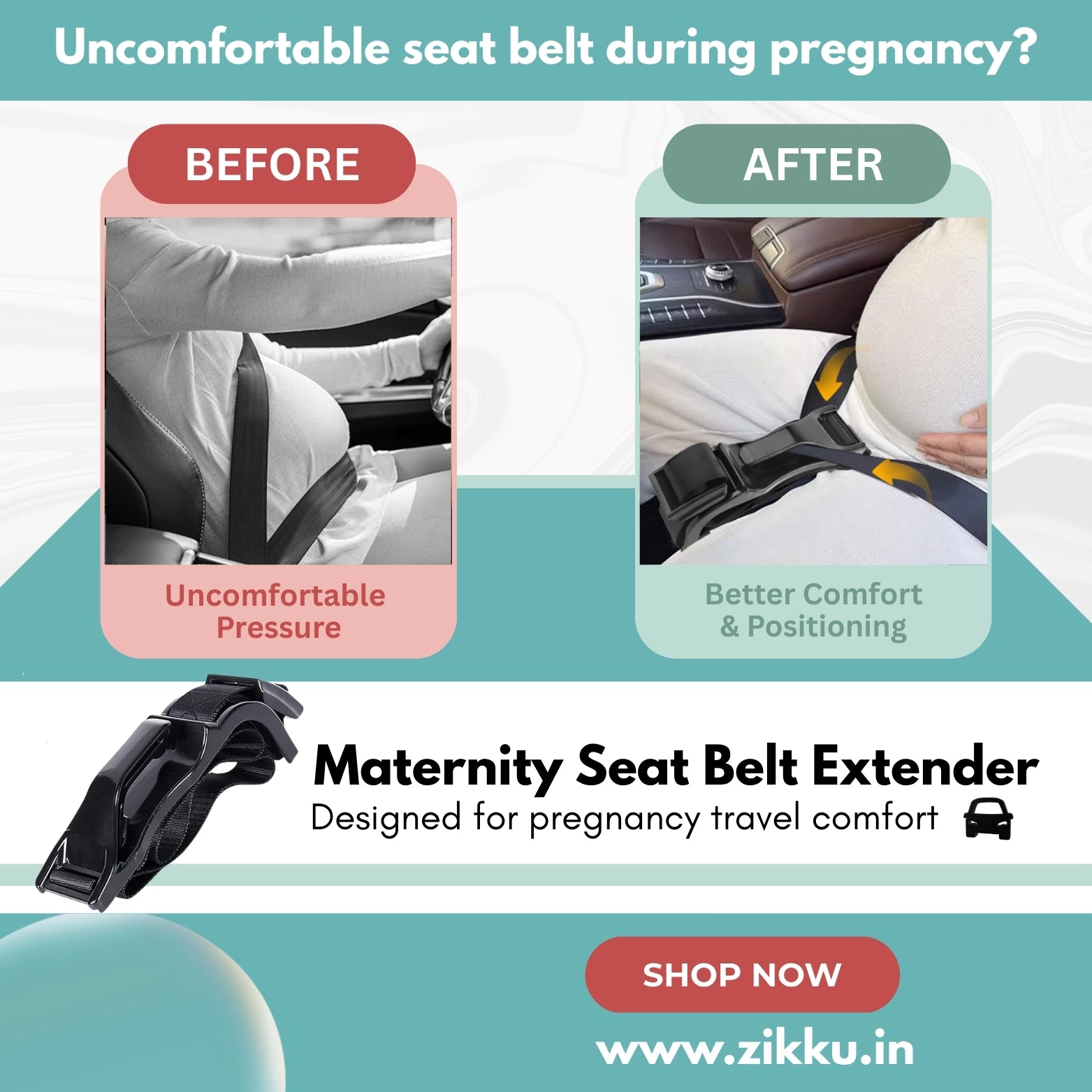 Maternity Car Seat Belt Adjuster for Pregnant Women