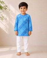 Royal Bandhni Blue Kurta Set (Unisex)