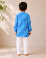 Royal Bandhni Blue Kurta Set (Unisex)
