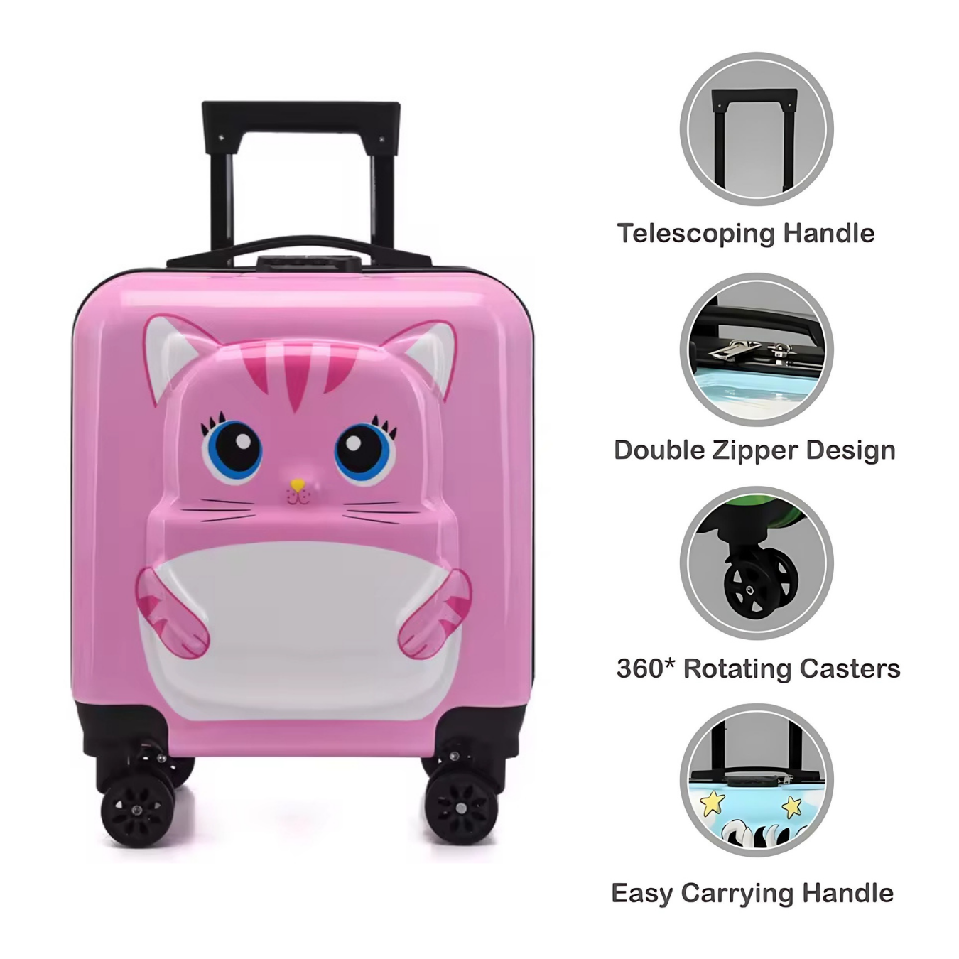 Pink Kitty Cabin Trolley Bag/Suitcase