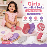 Anti Skid Socks Combo for Girls (1-3 Years , 6 Pairs)