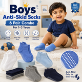 Anti Skid Socks Combo for Boys (1-3 Years , 6 Pairs)