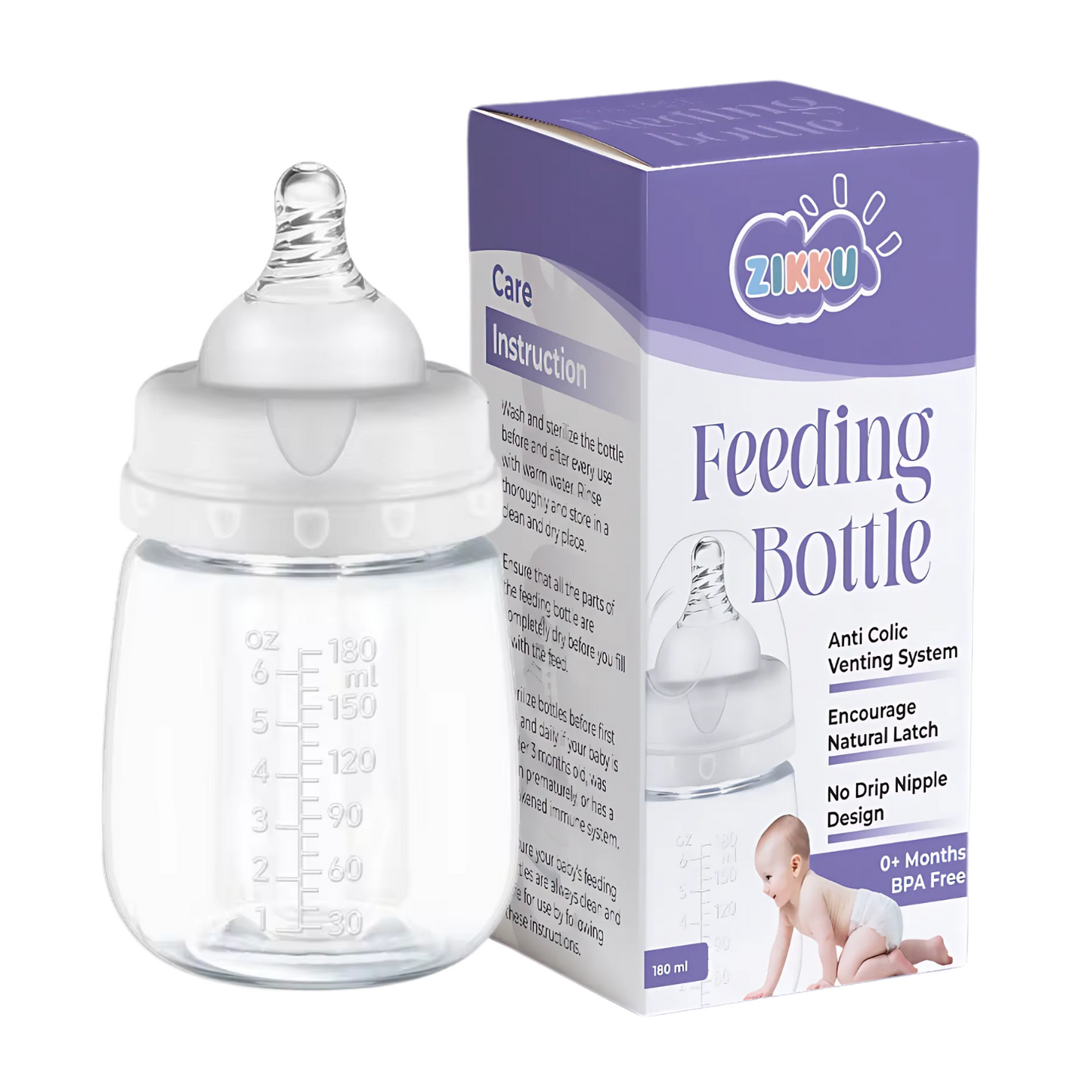 Newborn Feeding Bottle with Anti-Colic Venting System (180 ml)