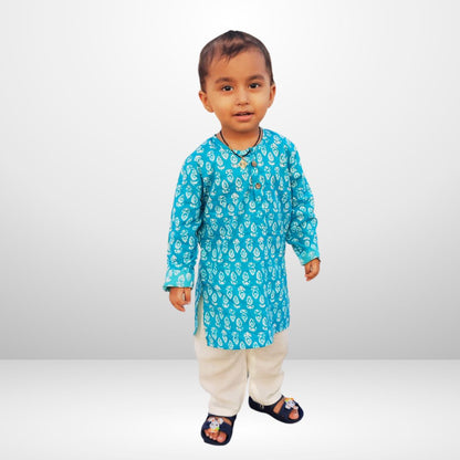 Turquoise Twirl Kurta Set (Unisex)