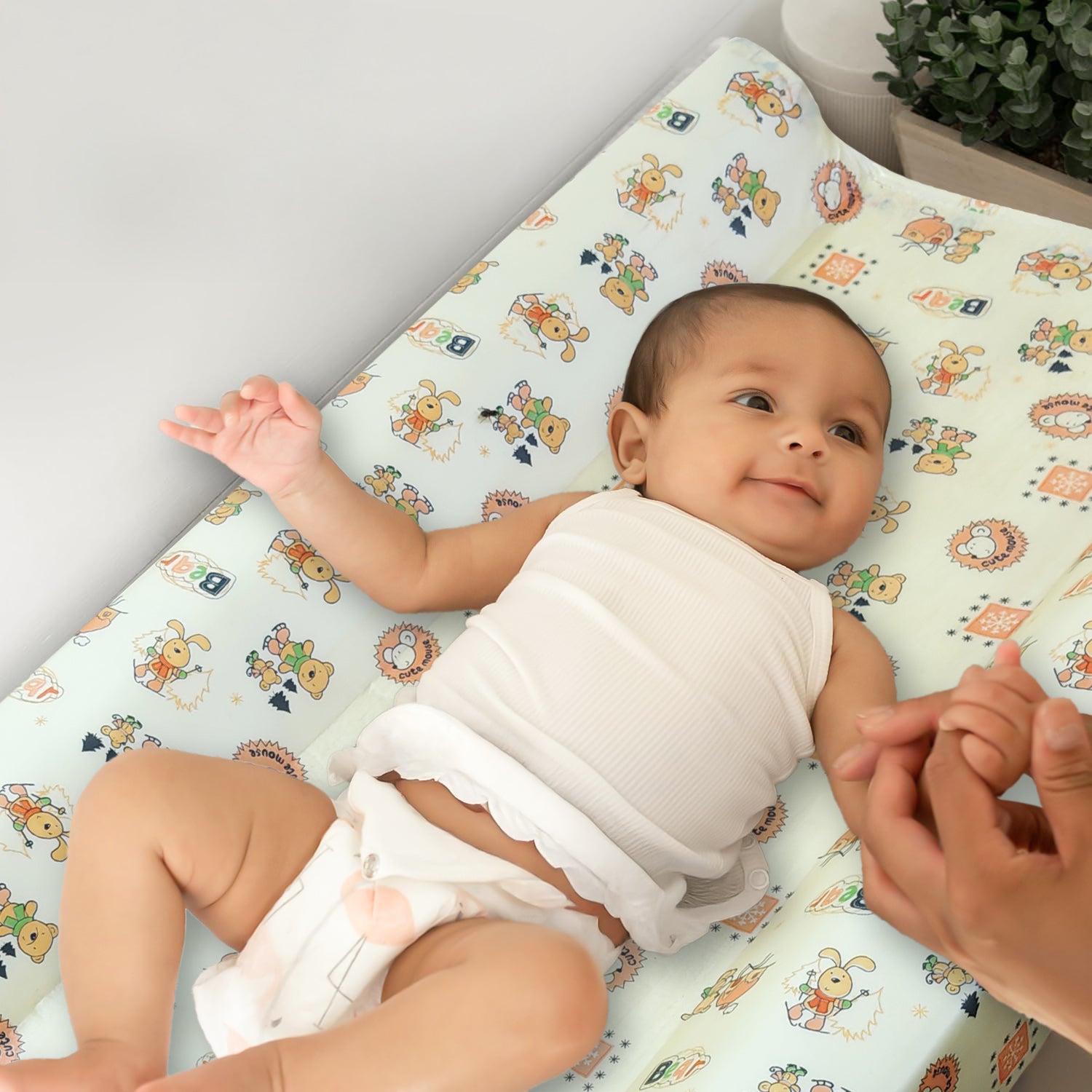 Diaper Changing and Massage Bed/Pad with Cover and Safety Belt for Newborn