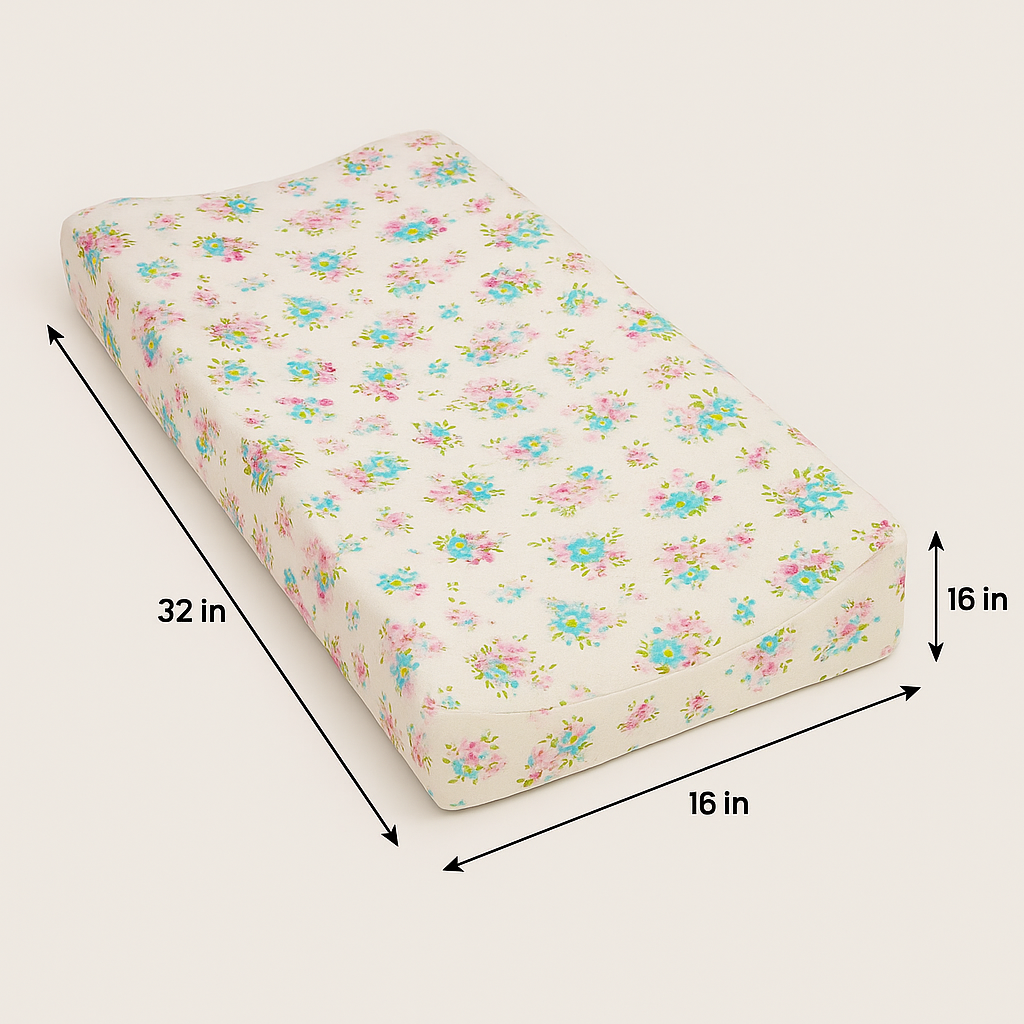 Diaper Changing and Massage Bed/Pad with Cover (Teddy Pad+Flower Cover))