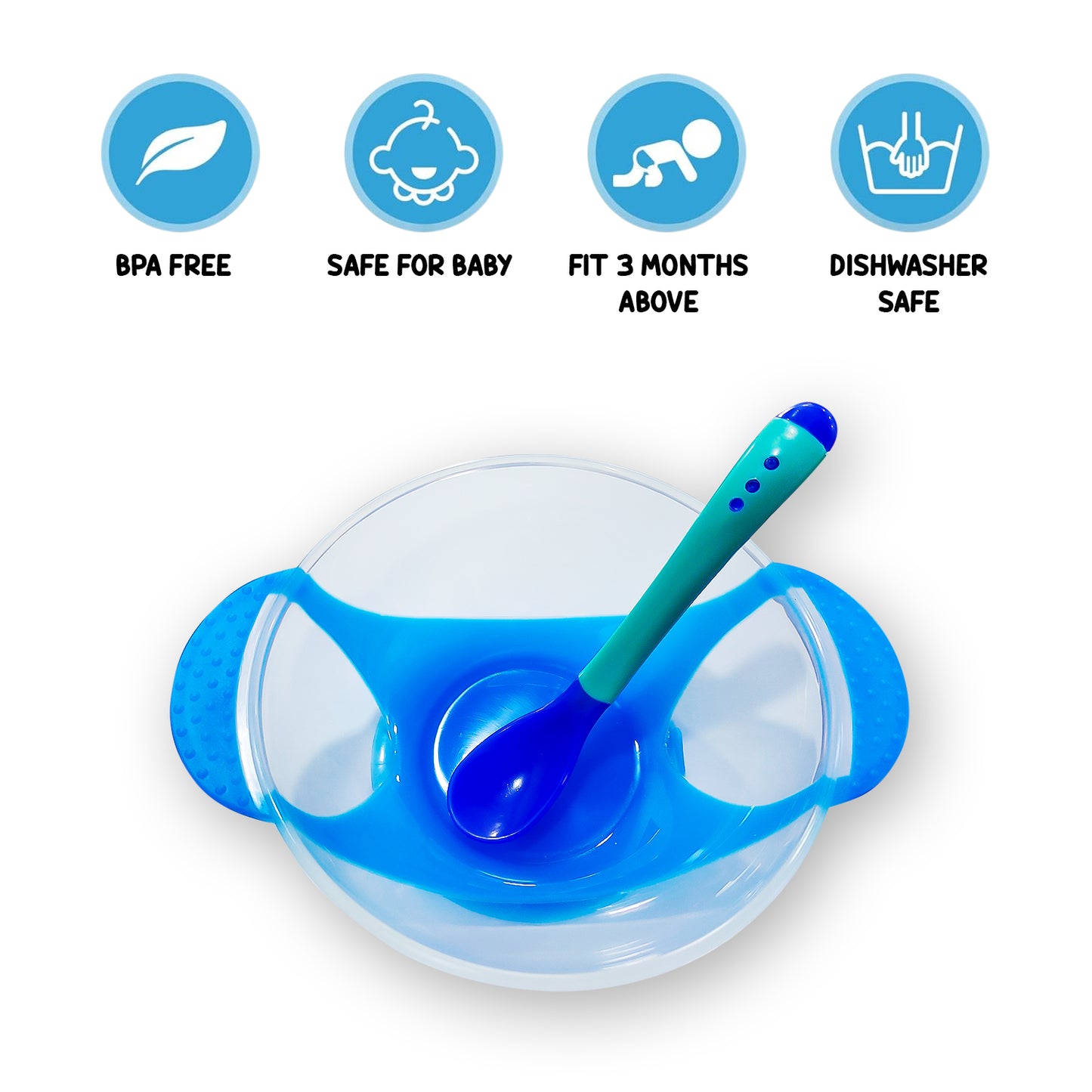 Baby Spill-Proof Silicone Suction Bowl Set with Temperature-Sensitive Spoon