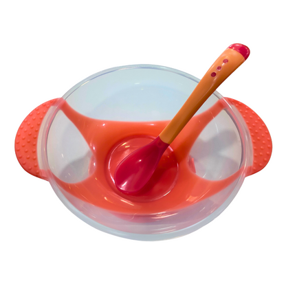 Baby Spill-Proof Silicone Suction Bowl Set with Temperature-Sensitive Spoon