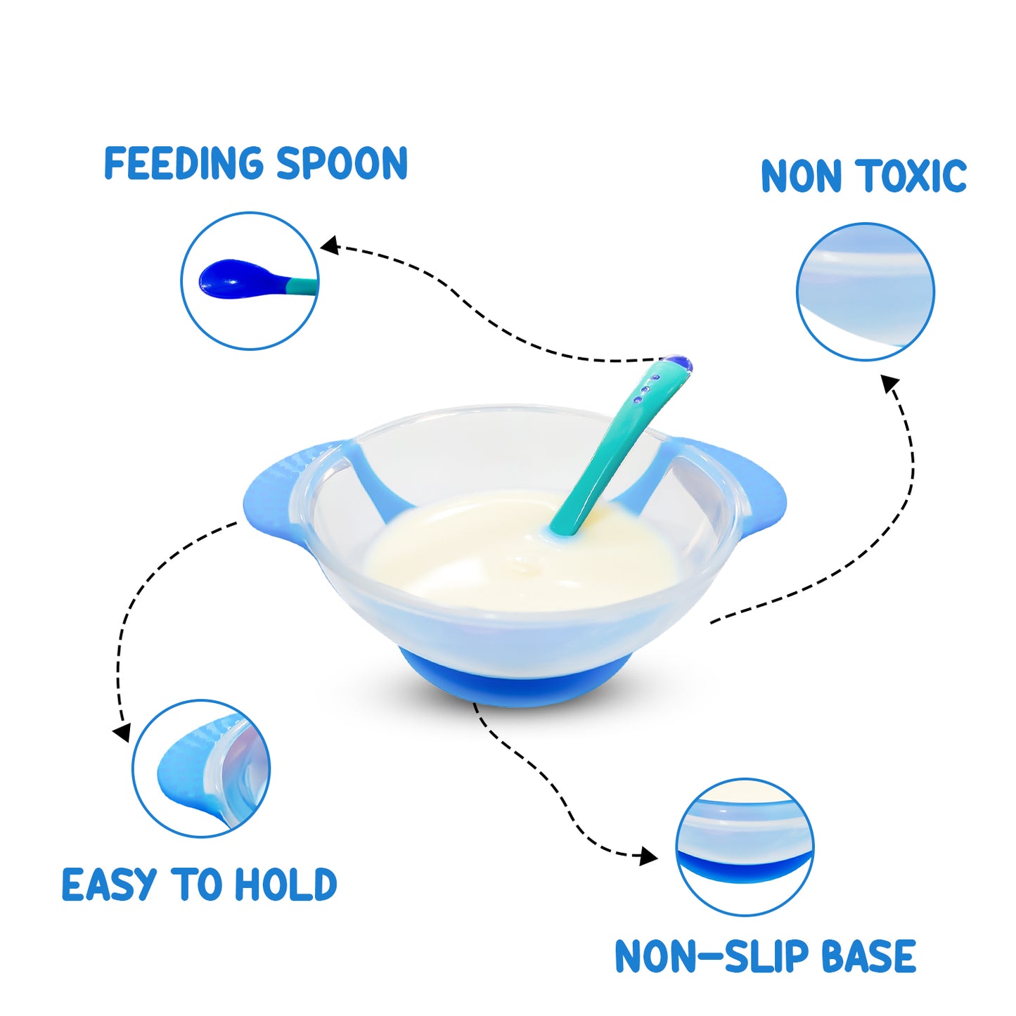 Baby Spill-Proof Silicone Suction Bowl Set with Temperature-Sensitive Spoon