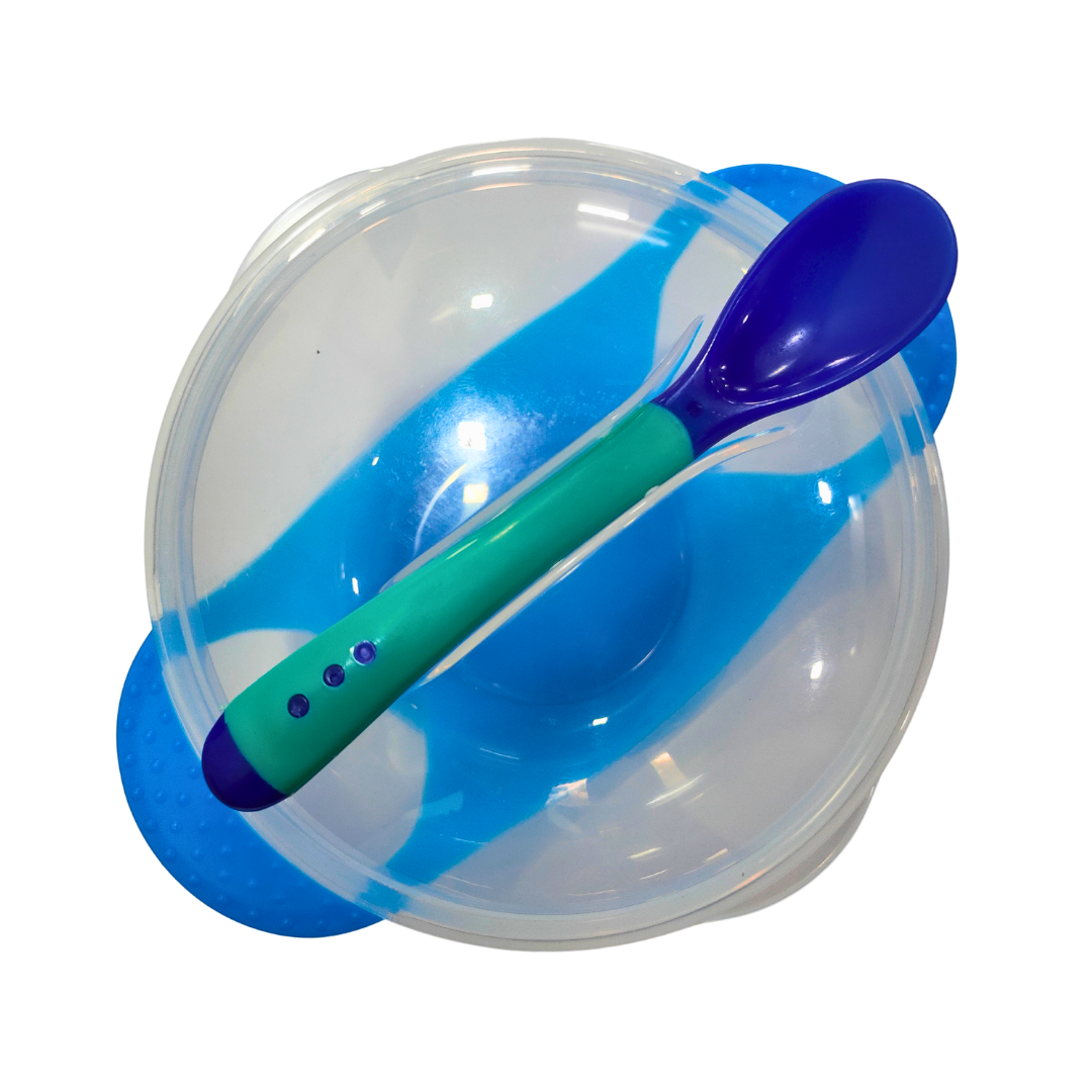 Baby Spill-Proof Silicone Suction Bowl Set with Temperature-Sensitive Spoon